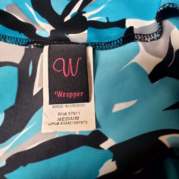 Wrapper Halterneck Blouse Women M Teal Black 47UZ1836M - Picture 10 of 10